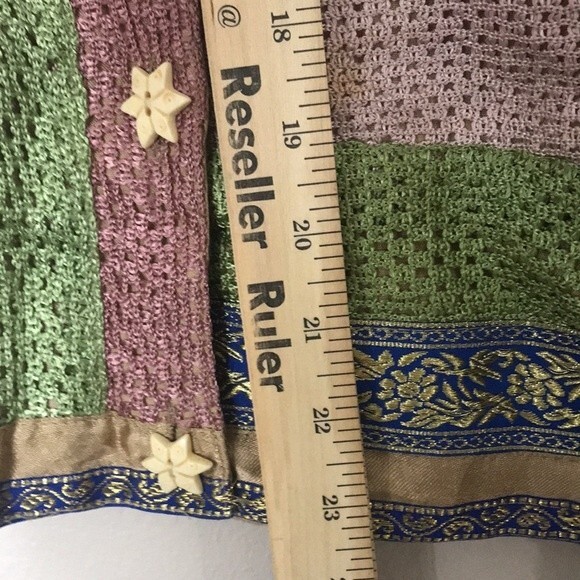 Vtg Marisol patchwork star button up fall winter cardigan coat size small - Picture 9 of 13